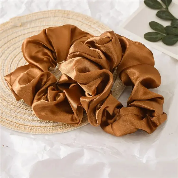 Retro Simple Stain Hair Scrunchies Women Silk Scrunchie