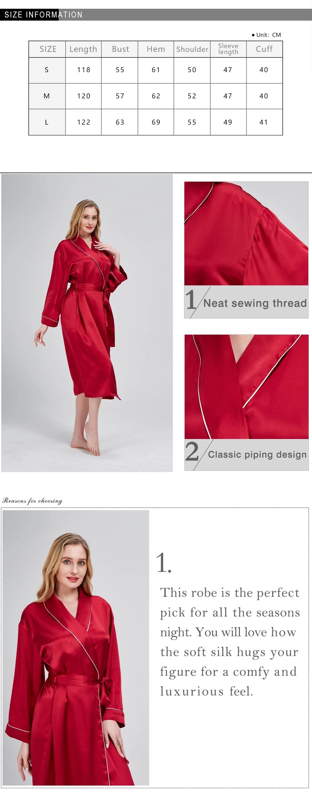 Mulberry Silk Robe for Woman Lady in High Quality